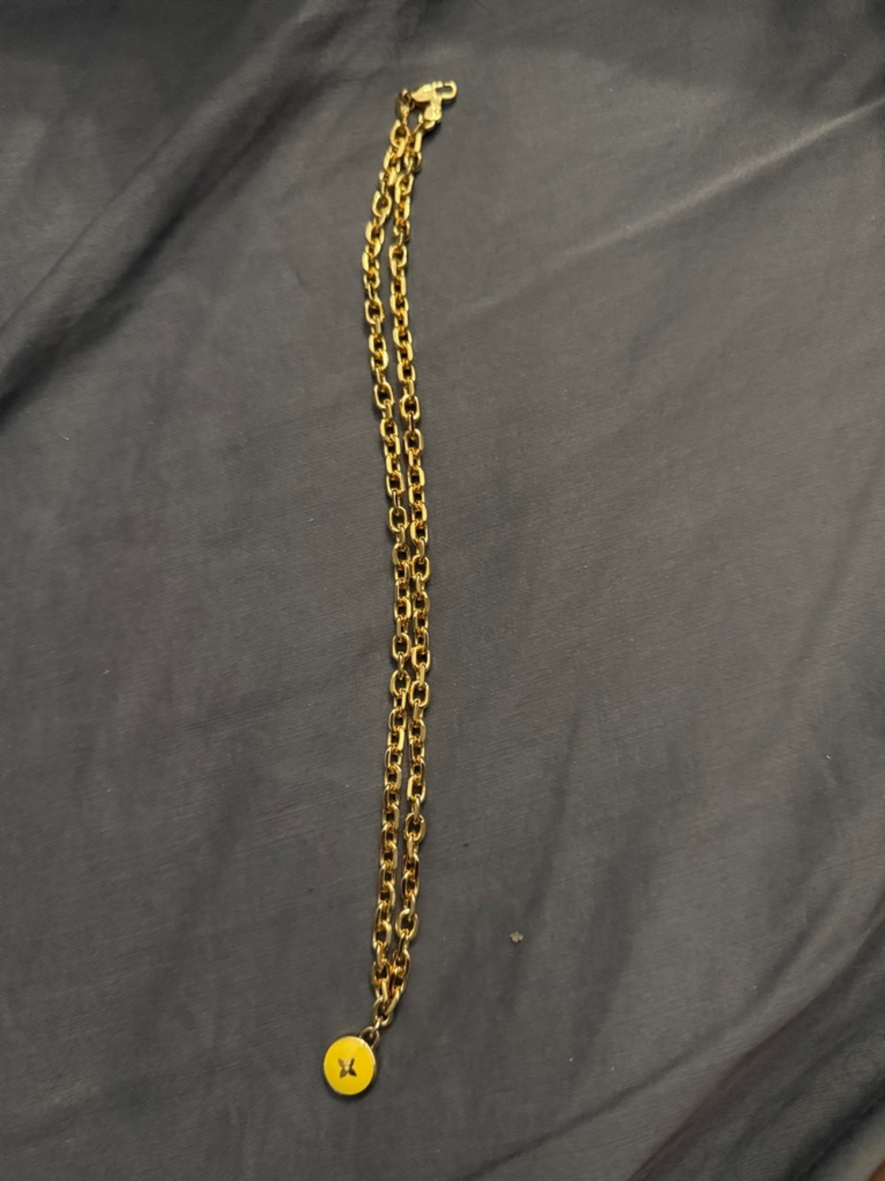 Designer Inspired Gold-Tone Chain Necklace with Yellow Disc Pendant